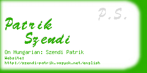 patrik szendi business card